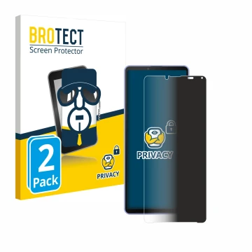 Front side of a product packaging with the brand logo BROTECT. Next to it is the device Sony Xperia 10 IV shown with the corre