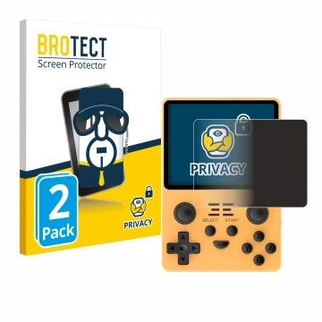 Front side of a product packaging with the brand logo BROTECT. Next to it is the device Powkiddy RGB20S shown with the corresp