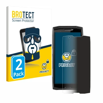 Front side of a product packaging with the brand logo BROTECT. Next to it is the device Crosscall Core-X5 shown with the corre