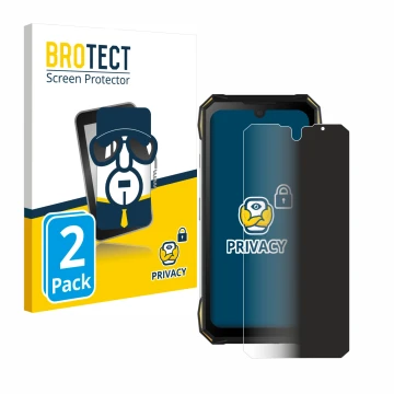 Front side of a product packaging with the brand logo BROTECT. Next to it is the device Doogee S89 Pro shown with the correspo