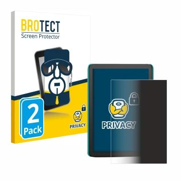 Front side of a product packaging with the brand logo BROTECT. Next to it is the device Amazon Kindle Kids (2022) shown with t