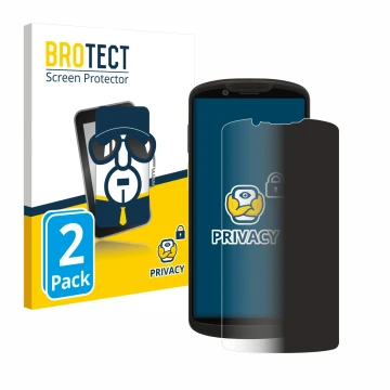 Front side of a product packaging with the brand logo BROTECT. Next to it is the device Zebra TC58 shown with the correspondin