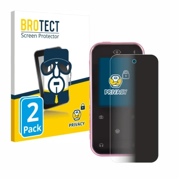 Front side of a product packaging with the brand logo BROTECT. Next to it is the device Vtech Kidizoom Snap Touch shown with t