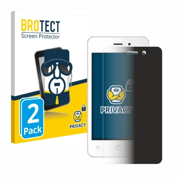Front side of a product packaging with the brand logo BROTECT. Next to it is the device NUU Mobile A1 shown with the correspon