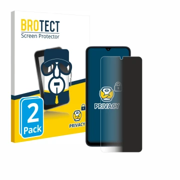 Front side of a product packaging with the brand logo BROTECT. Next to it is the device Xiaomi Redmi 12C shown with the corres