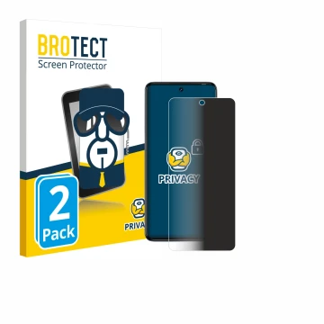 Front side of a product packaging with the brand logo BROTECT. Next to it is the device Tecno Camon 20 Pro shown with the corr