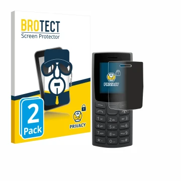 Front side of a product packaging with the brand logo BROTECT. Next to it is the device Nokia 106 (2023) shown with the corres