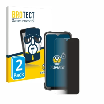 Front side of a product packaging with the brand logo BROTECT. Next to it is the device Cubot King Kong 9 shown with the corre