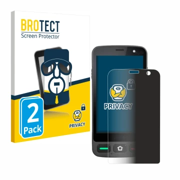 Front side of a product packaging with the brand logo BROTECT. Next to it is the device Brondi Amico Pocket shown with the cor