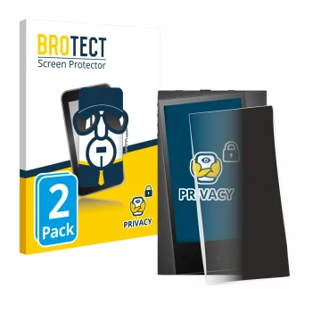 Front side of a product packaging with the brand logo BROTECT. Next to it is the device Astell&Kern A&norma SR35 shown with th