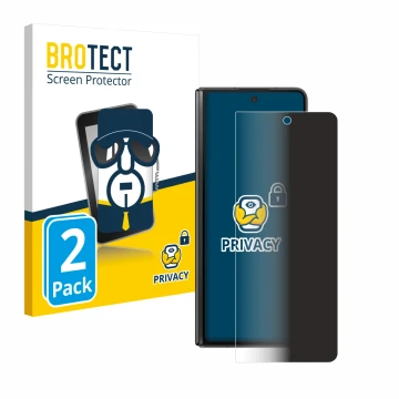 Front side of a product packaging with the brand logo BROTECT. Next to it is the device Samsung Galaxy Z Fold 5 shown with the