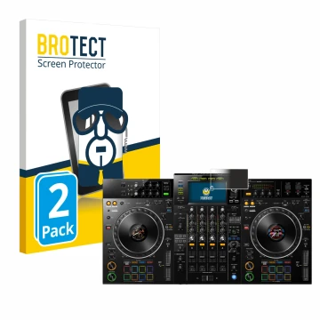 Front side of a product packaging with the brand logo BROTECT. Next to it is the device Pioneer XDJ -XZ shown with the corresp