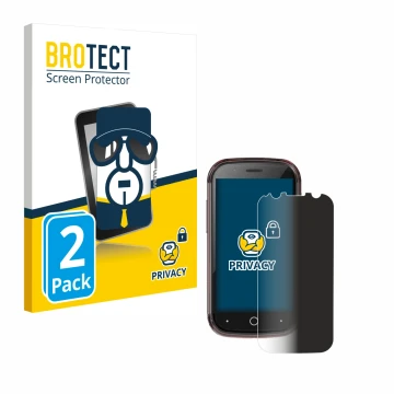 Front side of a product packaging with the brand logo BROTECT. Next to it is the device Unihertz Jelly Star shown with the cor