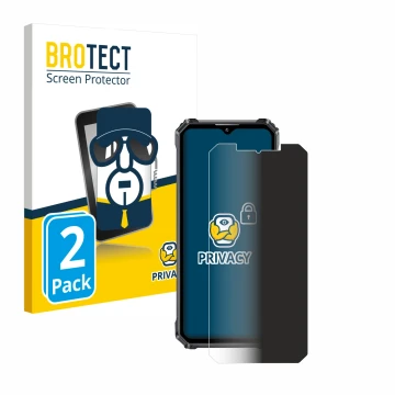Front side of a product packaging with the brand logo BROTECT. Next to it is the device Oukitel WP28 shown with the correspond