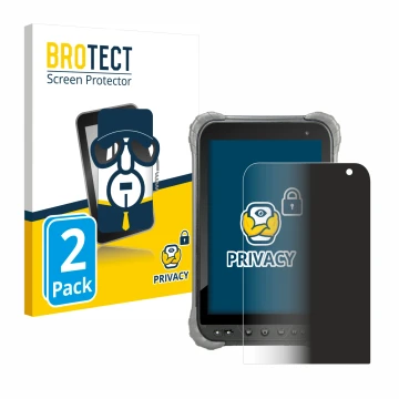 Front side of a product packaging with the brand logo BROTECT. Next to it is the device Juniper Systems Cedar CT8X2 shown with