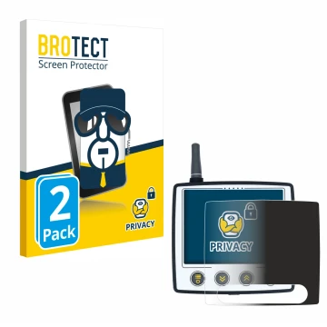Front side of a product packaging with the brand logo BROTECT. Next to it is the device Skytraxx 5 shown with the correspondin