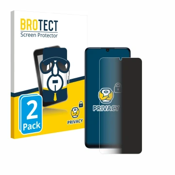 Front side of a product packaging with the brand logo BROTECT. Next to it is the device TCL 505 shown with the corresponding s