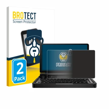 Front side of a product packaging with the brand logo BROTECT. Next to it is the device GPD Win Mini (2024) shown with the cor