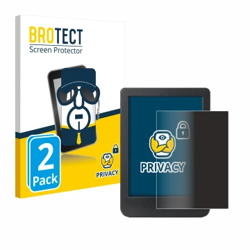 Front side of a product packaging with the brand logo BROTECT. Next to it is the device Kobo Clara BW shown with the correspon