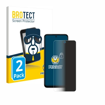 Front side of a product packaging with the brand logo BROTECT. Next to it is the device Xiaomi Redmi 13 shown with the corresp