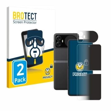 Front side of a product packaging with the brand logo BROTECT. Next to it is the device Blackview Hero 10 (Front+Back) shown w