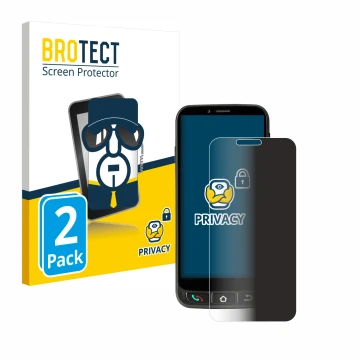Front side of a product packaging with the brand logo BROTECT. Next to it is the device SPC Zeus 4G Pro shown with the corresp