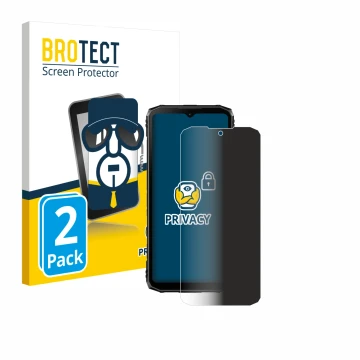 Front side of a product packaging with the brand logo BROTECT. Next to it is the device Doogee Blade 10 Pro shown with the cor
