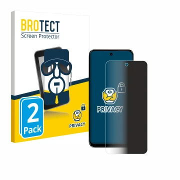 Front side of a product packaging with the brand logo BROTECT. Next to it is the device Motorola G34 5G shown with the corresp