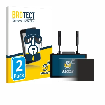 Front side of a product packaging with the brand logo BROTECT. Next to it is the device Hollyland Pyro 7 shown with the corres