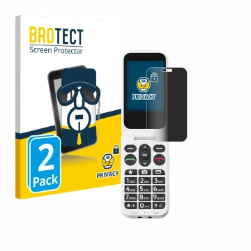 Front side of a product packaging with the brand logo BROTECT. Next to it is the device Doro Leva L30 shown with the correspon