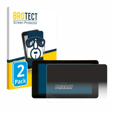 Front side of a product packaging with the brand logo BROTECT. Next to it is the device Raspberry Pi Touchscreen 2 (7