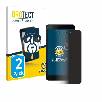 Front side of a product packaging with the brand logo BROTECT. Next to it is the device ZTE Blade A35 lite shown with the corr