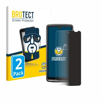 Front side of a product packaging with the brand logo BROTECT. Next to it is the device Crosscall Stellar M6 shown with the co
