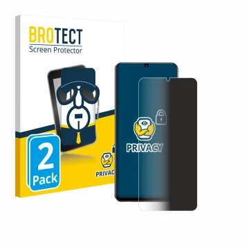 Front side of a product packaging with the brand logo BROTECT. Next to it is the device realme Note 60 4G shown with the corre