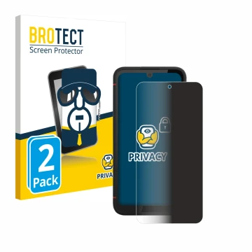 Front side of a product packaging with the brand logo BROTECT. Next to it is the device Volla Phone X23 shown with the corresp
