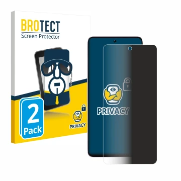 Front side of a product packaging with the brand logo BROTECT. Next to it is the device Xiaomi Poco M7 Pro 5G shown with the c