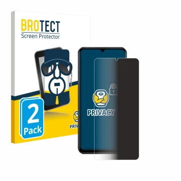 Front side of a product packaging with the brand logo BROTECT. Next to it is the device Vivo Y28 shown with the corresponding 