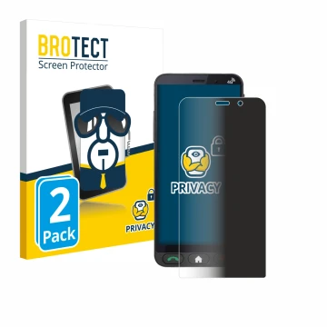 Front side of a product packaging with the brand logo BROTECT. Next to it is the device Brondi Amico Vero 4G shown with the co
