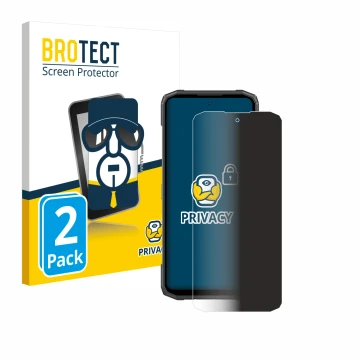 Front side of a product packaging with the brand logo BROTECT. Next to it is the device Doogee Blade 10 Power shown with the c