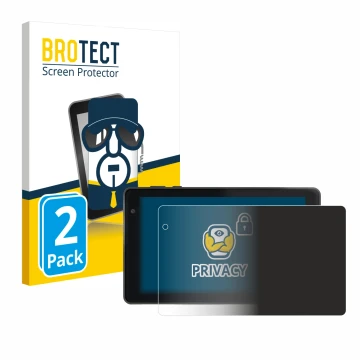Front side of a product packaging with the brand logo BROTECT. Next to it is the device Lisciani Mio Tab 7 shown with the corr
