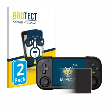 Front side of a product packaging with the brand logo BROTECT. Next to it is the device Magicx Mini Zero 28 shown with the cor