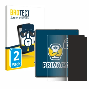 Front side of a product packaging with the brand logo BROTECT. Next to it is the device Huawei Mate X6 (Inner display) shown w