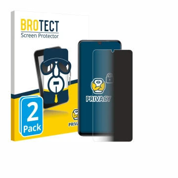 Front side of a product packaging with the brand logo BROTECT. Next to it is the device ZTE Blade V70 Max shown with the corre