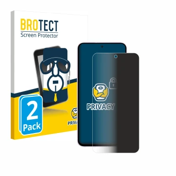 Front side of a product packaging with the brand logo BROTECT. Next to it is the device Samsung Galaxy A56 5G shown with the c