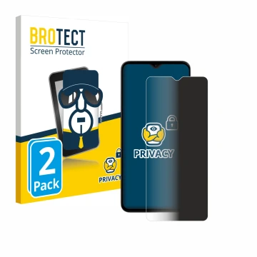 Front side of a product packaging with the brand logo BROTECT. Next to it is the device ZTE Blade A35e shown with the correspo