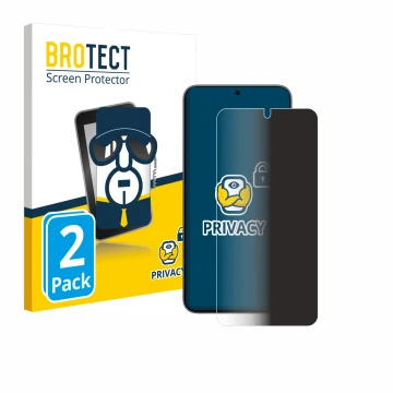 Front side of a product packaging with the brand logo BROTECT. Next to it is the device Samsung Galaxy S25 Enterprise Edition 