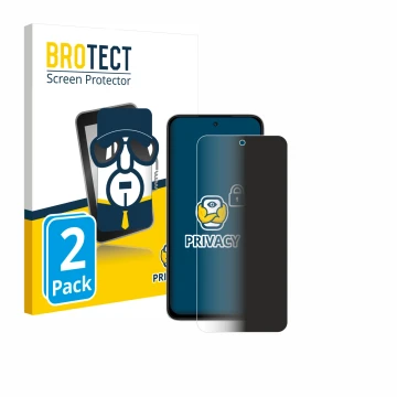 Front side of a product packaging with the brand logo BROTECT. Next to it is the device Xiaomi Poco M7 shown with the correspo