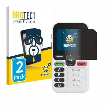 Front side of a product packaging with the brand logo BROTECT. Next to it is the device Doro Leva X10 shown with the correspon