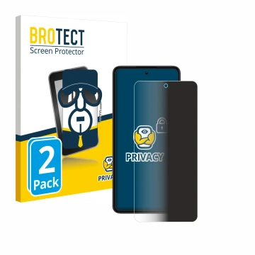 Front side of a product packaging with the brand logo BROTECT. Next to it is the device realme 14 shown with the corresponding