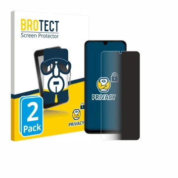 Front side of a product packaging with the brand logo BROTECT. Next to it is the device Xiaomi Redmi A5 shown with the corresp
